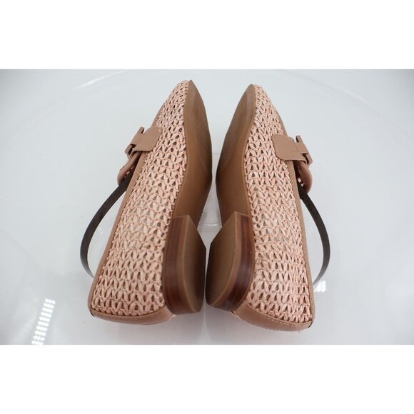 Steve Madden Womens Ryann Chain Loafers Beige Pink Rafia Square Toe Size 7 - Picture 8 of 12